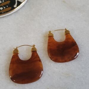 Amber Brown Hoop Earrings